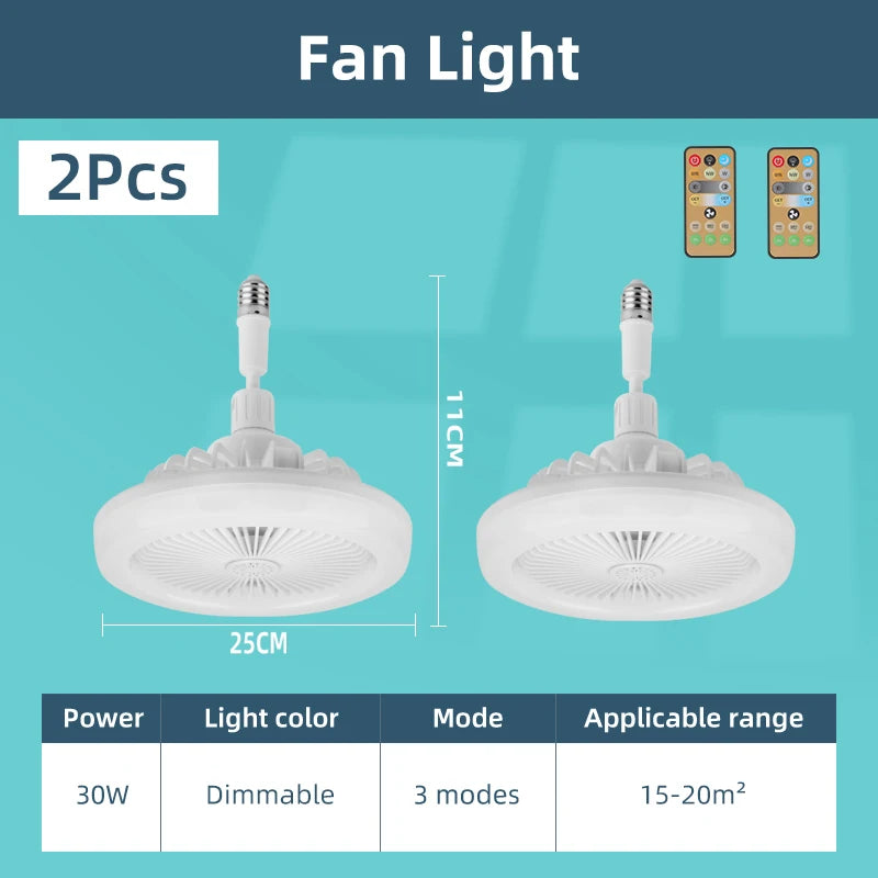 Ventilador de teto led com luz de teto com controle remoto e27 30w ventilador lâmpada de teto stepless iluminação regulável para sala de estar