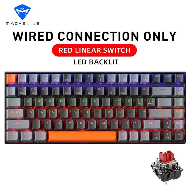 Machenike K500A-B84 Mechanical Keyboard 75% TKL Hot-Swappable Wired Gaming Keyboard 6-Color Backlit 84 Keys For PC Gamers Laptop