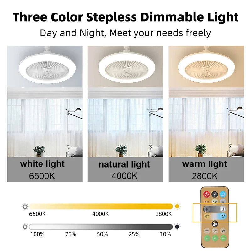 Ventilador de teto led com luz de teto com controle remoto e27 30w ventilador lâmpada de teto stepless iluminação regulável para sala de estar